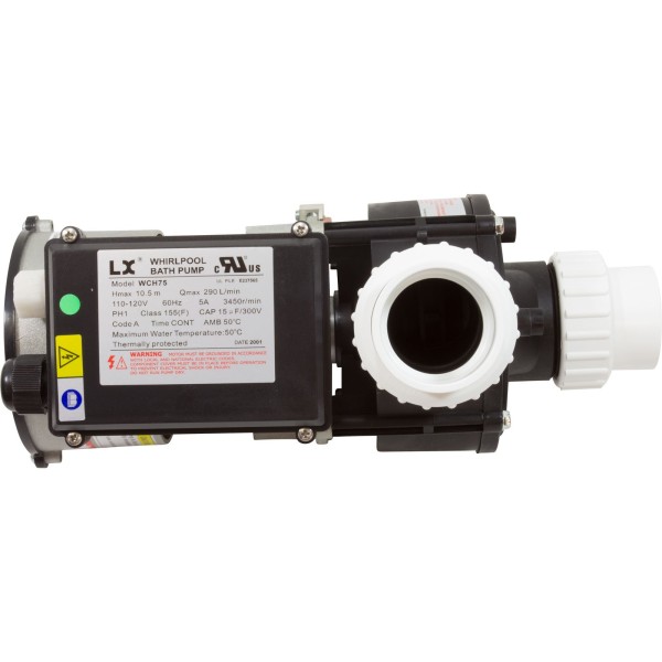 Pump, Bath, LX WCH, 5.0A, 115v, 1.5", w/Air Switch : WCH75
