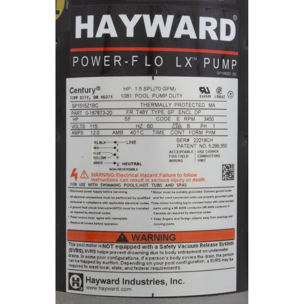 1-1/2 Hp Lx Pump W/Twist-Lok Cord : SP1580X15TL