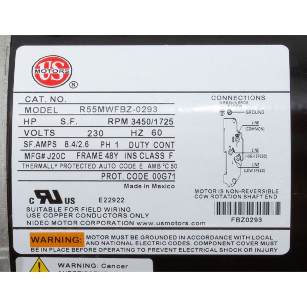 Pump, WW Exec, 2.0hp, 230v, 2-Spd, 48fr, 2", OEM : 3420820-1A