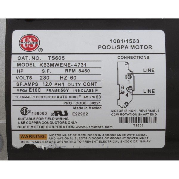 Pump, WW Exec, 4.0hp, 230v, 1-Spd, 56fr, 2-1/2" x 2", OEM : 3711621-13