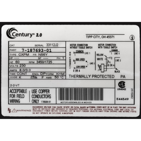 Pump, WW Exec, 2.0hp, 230v, 2-Spd, 56fr, 2", OEM : 3720821-1D
