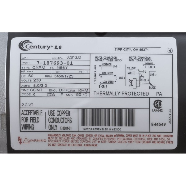 Pump, WW Exec, 2.0hp, 230v, 2-Spd, 56fr, 2-1/2" x 2", OEM : 3720821-13