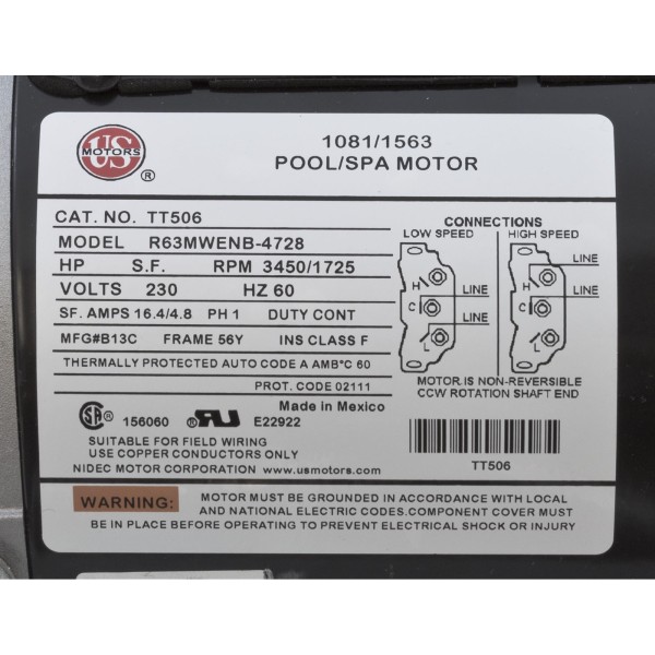 Pump, WW Exec, 5.0hp, 230v, 2-Spd, 56fr, 2-1/2" x 2", OEM : 3722021-13