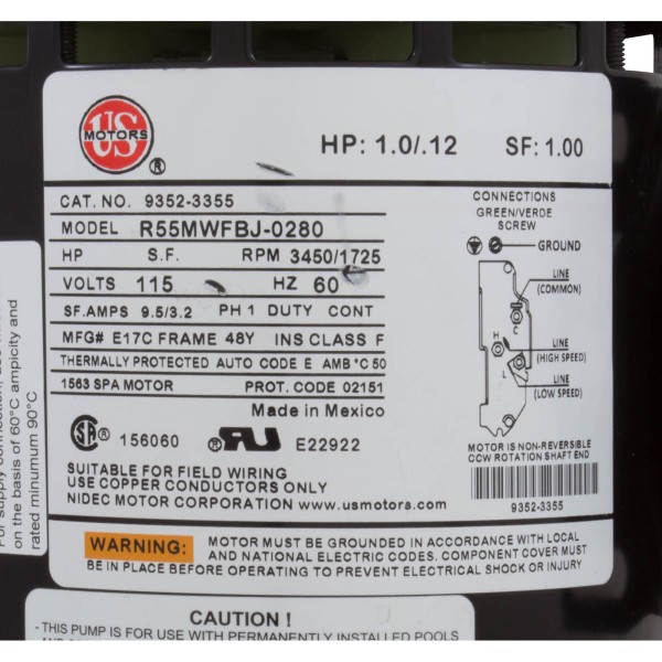Pump, Aqua Flo FMHP, 0.75hp, 115v, 2-Spd, 48fr, 1-1/2", OEM : 02107000-1010