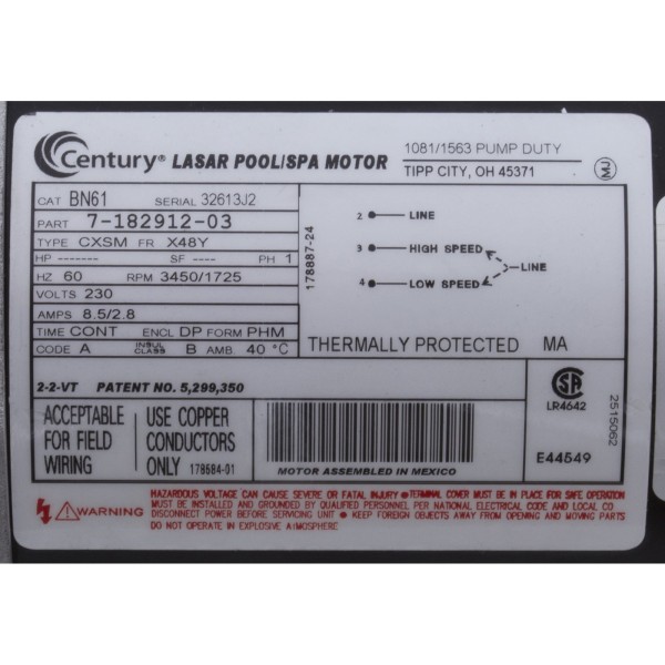 Pump, Aqua Flo FMCP, 2.0hp, 230v, 2-Spd, 48fr, 1-1/2", OEM : 02620000-1010