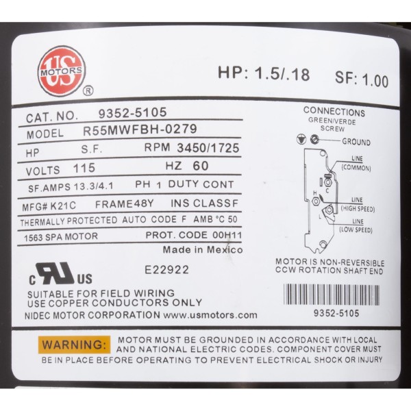 Pump, Aqua Flo XP2, 1.5hp, 115v, 2-Spd, 48fr, 2", OEM : 06115000-1040