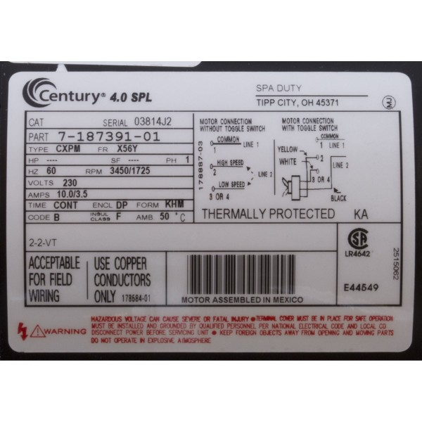 Pump, Aqua Flo XP2e, 2.0hp, 230v, 2-Spd, 56fr, 2", OEM : 05320761-2040