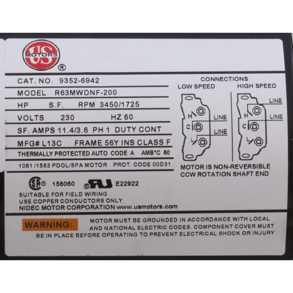 Pump, Aqua Flo XP3, 2.5hp, 230v, 2-Spd, 56fr, 2-1/2", OEM : 08326000-2041