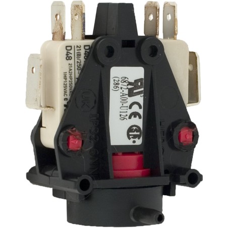 Air Switch, Herga, DPDT, 20A, Side Spout, latch : 6872-AOO-U106