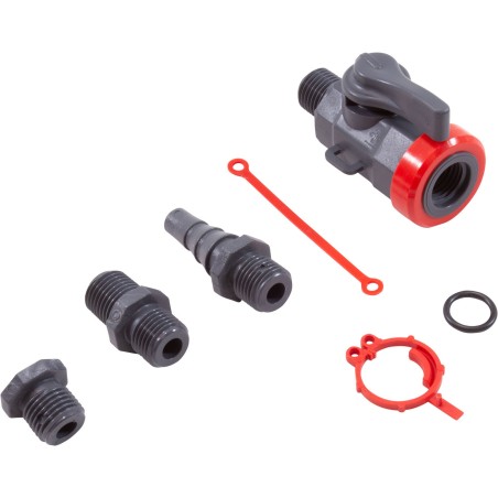 Ball Valve Kit, Praher, 1/4"mpt x 1/4"fpt, w/ Hose Fitting : LC-PV-1