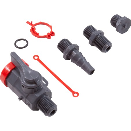 Ball Valve Kit, Praher, 1/4"mpt x 1/4"fpt, w/ Hose Fitting : LC-PV-1