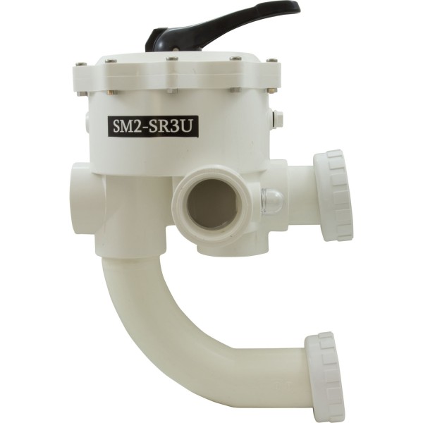 Multiport Valve, Praher SM2-SR3U, 2", w/StaRite Plumbing, Wht : SM2-SR3U