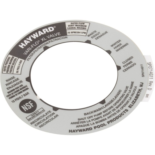 Decal, Hayward Vari-Flo XL Valve, 6 Position : SPX0714G