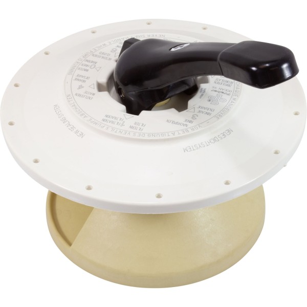 Lid Assy, Praher ABS Top/Side Mount Valve, 3", w/Gasket, Wht : 130711