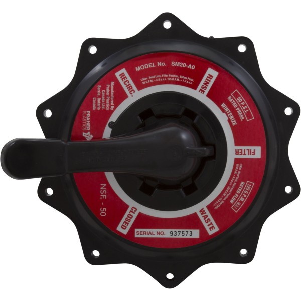 Lid Assembly, Praher ABS Top/Side Mount Valves, 2", Blk, 125gpm : E-50-S2B