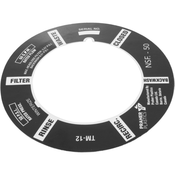 Decal, Praher ABS 1-1/2" Top Mount Valve : E5-T1