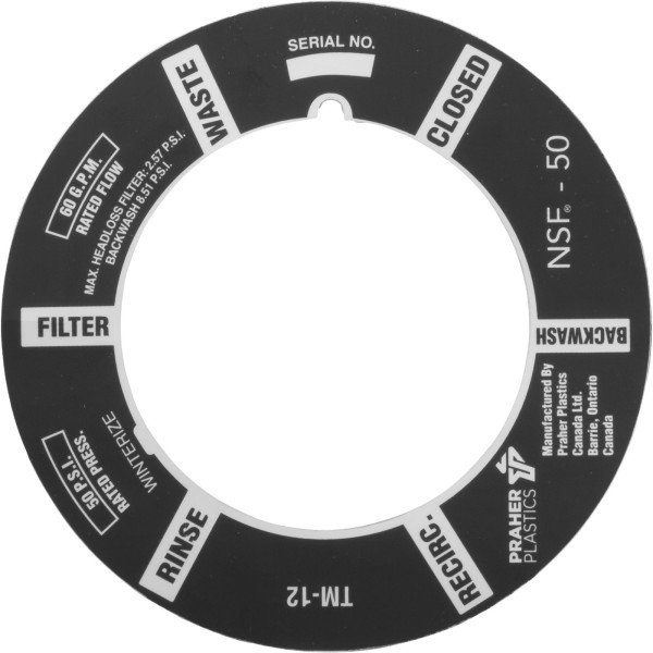 Decal, Praher ABS 1-1/2" Top Mount Valve : E5-T1