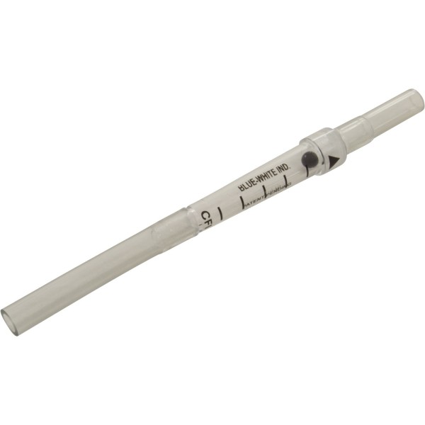 Flow Indicator, Blue-White, Glass, w/tubing 3/8" x 6-3/4' : 70000-700