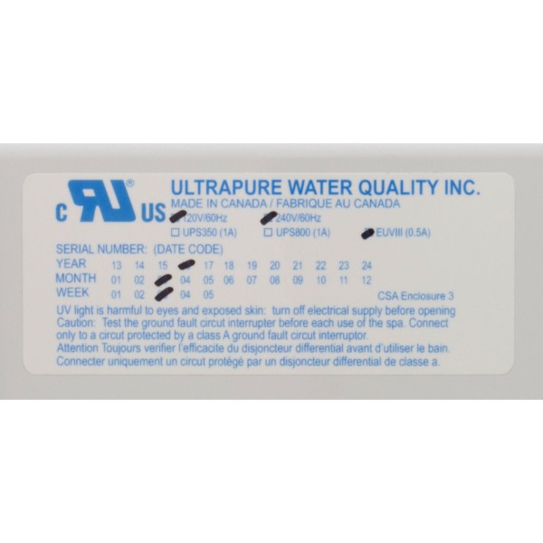 Ozonator, Ultra-Pure EUV3, UV, 115v/230v, AMP Cord : 1106523