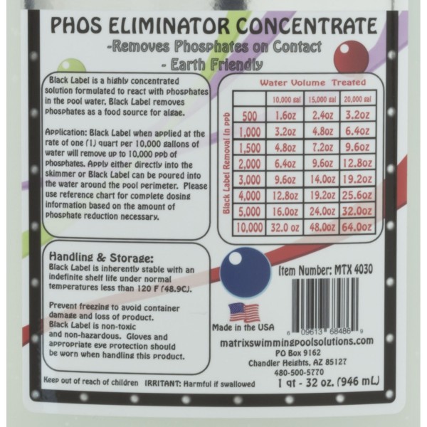 Phosphate Remover, Matrix Black Label, Measurable, 32oz : C006609-BT32OZ
