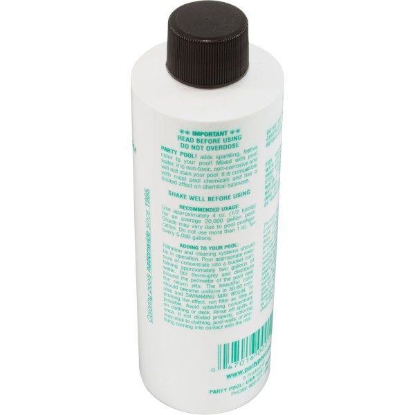 Pool color Additive, Party Pool, 8oz Bottle, Emerald Green : EMERALDGREEN