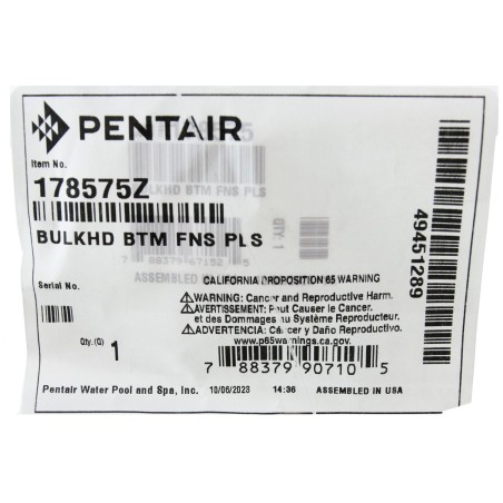 Bulkhead Bottom, Pentair Quad/FNS Plus : 178575Z