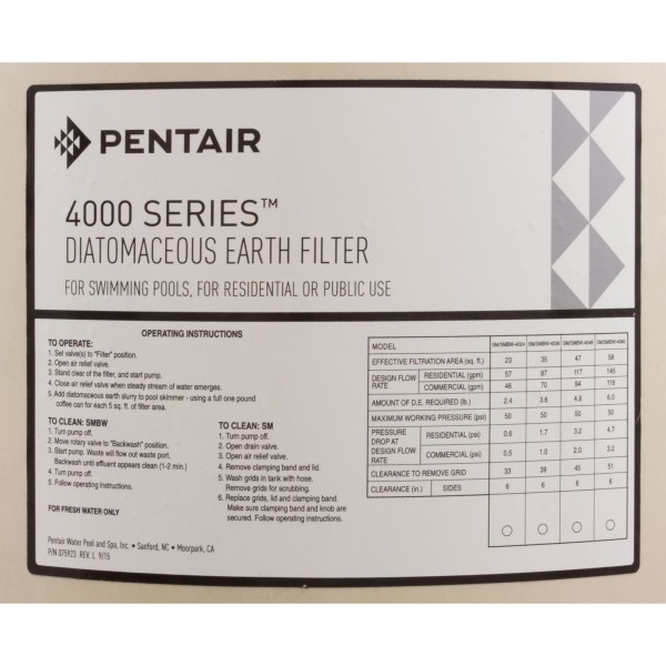 Tank Body, Pentair Purex SMBW : 197130