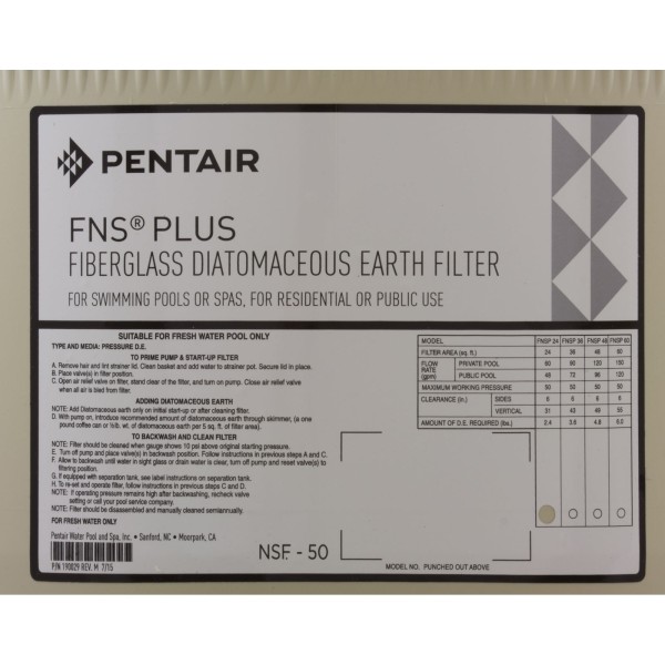 Tank Body, Pentair PacFab FNS, 24 sqft : 170015