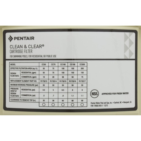 Tank Lid, Pentair American Products CLN/CLR 50/100, Almond : 178553