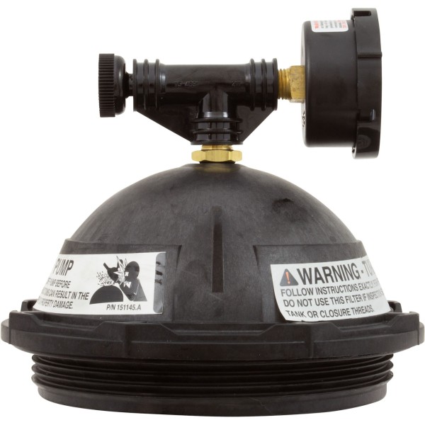 Tank Lid Kit, Pentair PacFab Triton II, 6" thd, Black : 154641