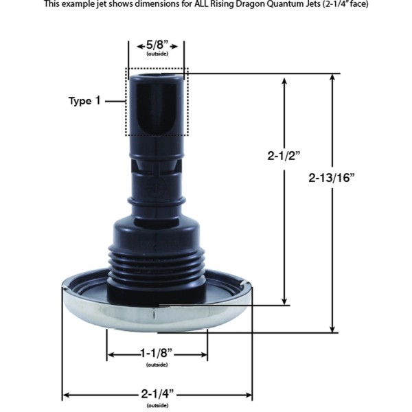 Jet Intl, RD Quantum, 2-1/4"fd, Dir, Smth, SS/Blk, Thd, S02 : RD223-2310-S02