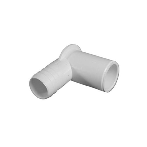 Fitting, PVC, Ribbed Barb Ell Adapter, 90Â°, 3/4"RB x 3/4"Spg, Short : 411-4060