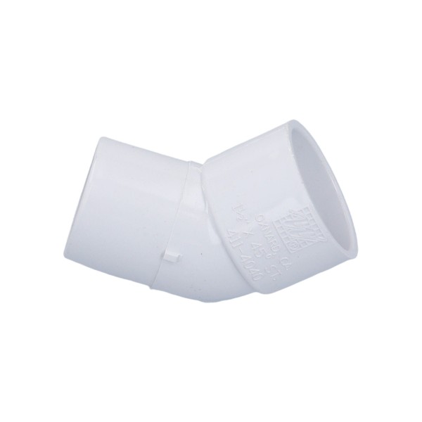 Fitting, PVC, Street Ell, 45°, 1-1/2"S x 1-1/2"Spg : 411-4040