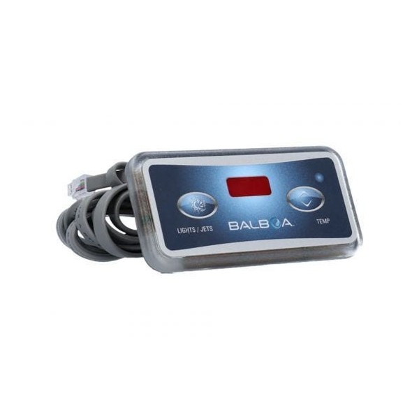 Spaside Control, Balboa Lite Leader, 2-Button, LED, Light/Jet-Temp, w/10' 6 Pin Phone Cable : 54116