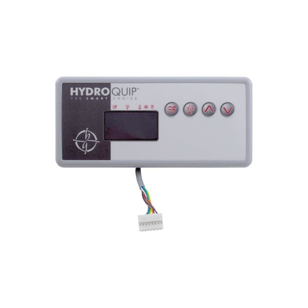 Spaside Control, HydroQuip Eco-7, Large Rectangle, 4-Button, LED, Pump1-Light-Up-Down : 34-0198