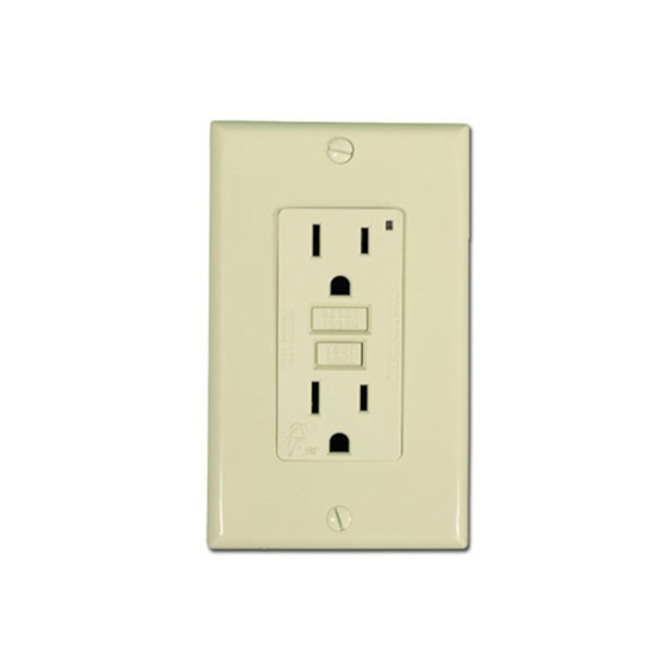 GFCI, Leviton, Live Front, 115V, 15 Amp, Ivory : 6599-IVY