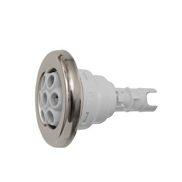 Jet Internal, Waterway Poly Storm, Massage, 3-3/8" Face, 5-Scallop, White w/ Stainless Escutcheon : 212-8030S