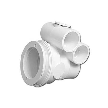 Body Assembly, Jet, HydroAir Magna, Tee Body, 1"S Water x 1"S Air, 2-5/8" Hole Size w/ Wall Fitting, Gasket, Nozzle : 10-4831