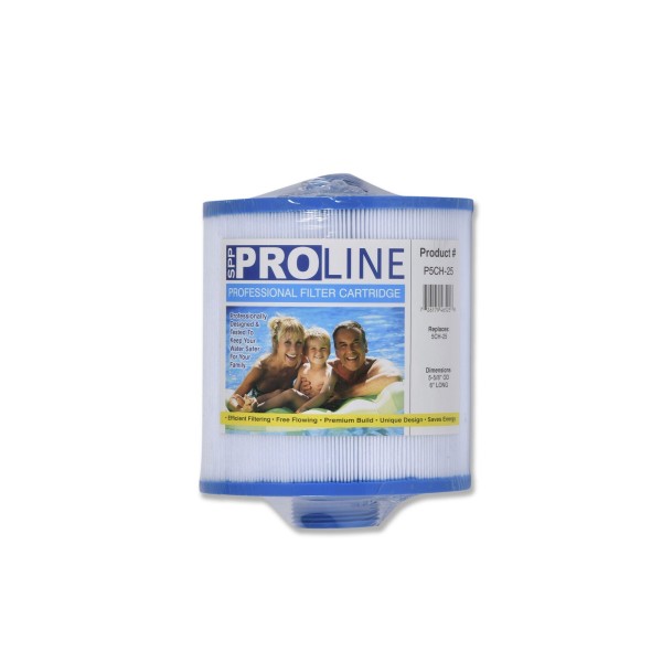 Filter Cartridge, Proline, Diameter: 5-5/8", Length: 6",Top: semi-circular Handle,Bottom: 1-1/2", 25Sq: P5CH-25