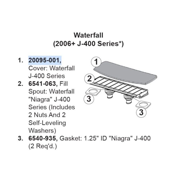 Cover, Waterfall, Sundance/Jacuzzi J-400 Series, 2006+ : 20095-001