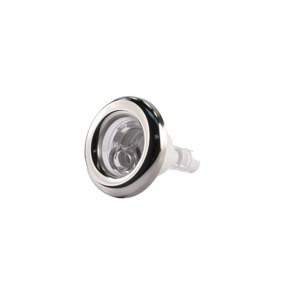 Jet Internal, Waterway Poly Storm, Roto, Fiber Optic, 3-3/8" Face, Smooth, Clear w/ Stainless Escutcheon : 212-8010F-SS