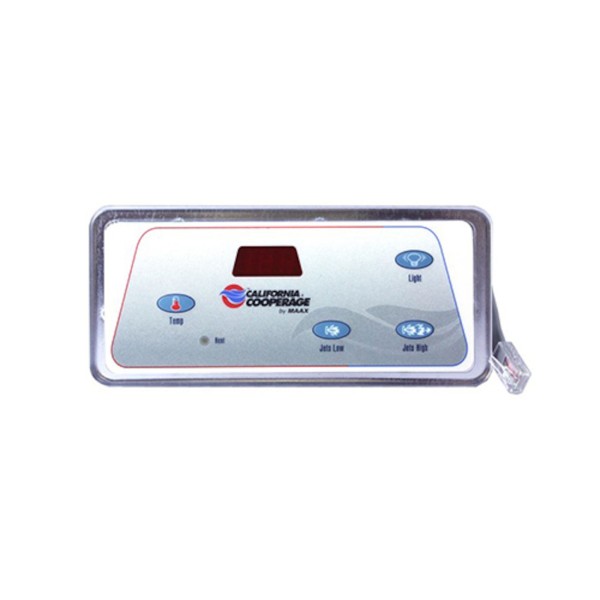 Spaside Control, Coleman Balboa 105/115, Digital Duplex, 4-Button, LED, Temp-Pump Low-Pump High-Light: 101227