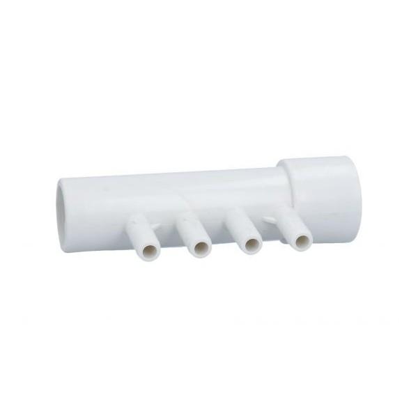 Manifold, PVC, Gentekk, 1"Slip x 1"Spigot x 4 3/8"Ribbed Barb Ports : 4APM1XSP