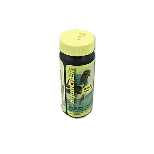 Water Testing, Test Strips, Aquacheck, Test Strips, Free Chlorine, pH & Alk, Cyanuric Acid, 10 Per Bottle : 511297