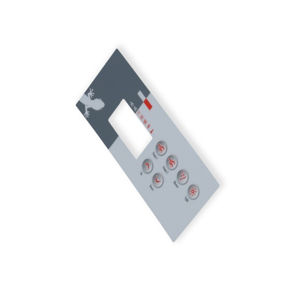 Overlay, Spaside, Gecko TSC35-GE1, 6-Button, Pump1-Pump2-Blower, For 0200-007143 : 9916-100381
