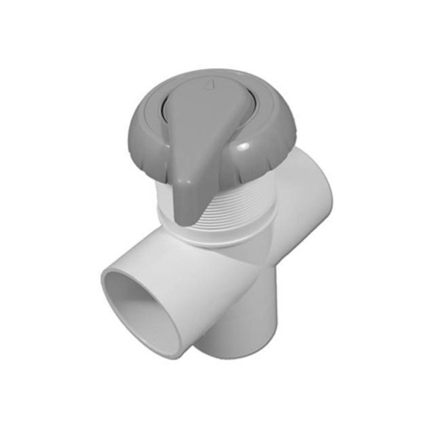 Diverter Valve, HydroAir, 3-Port, 2" HydroFlow, Vertical, Notched, Gray : 11-4000-GRY