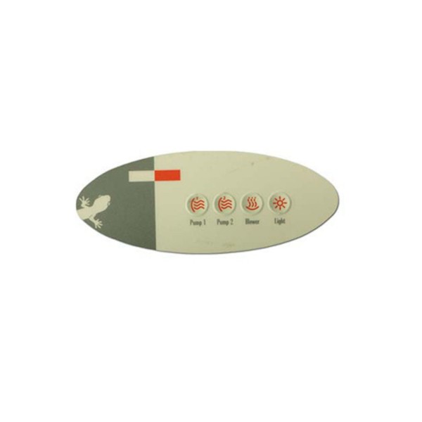 Overlay, Spaside, Gecko TSC3, Auxilliary, M-Class, 4-Button, Pump1-Pump2-Blower-Light, For 0202-007047 : 9916-100261