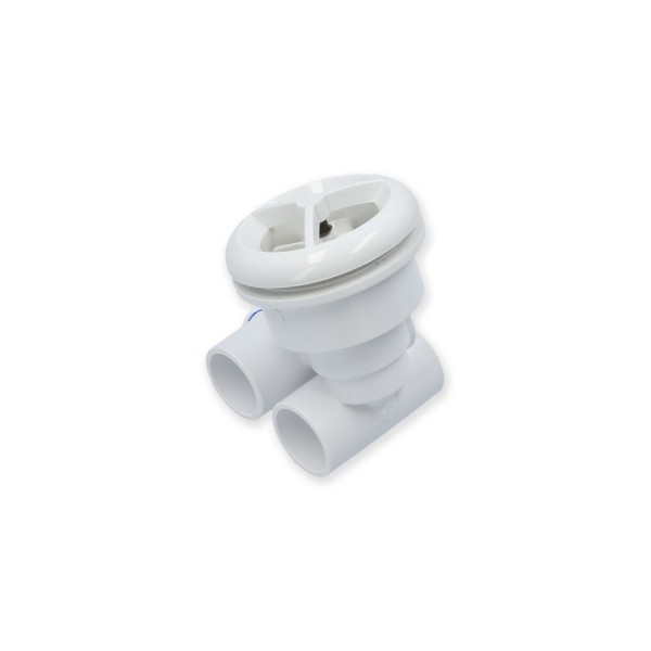 Jet Assembly, HydroAir Micro'ssage, Roto, Tee Body, 1"S Water x 1"S Air, White : 16-5200