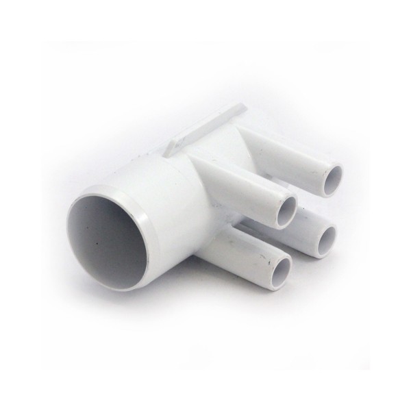 Manifold, PVC, Waterway ShurGrip, 2”SHR x Dead End x 4 3/4” SB Ports : 672-7710