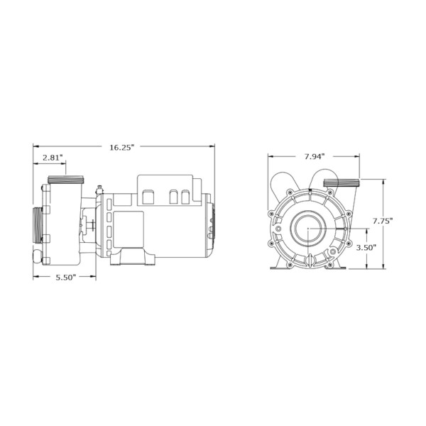 Pump, Aqua-Flo FMXP2, 1.5HP, SD, 48-Frame, 2-Speed, 230V, 6.8/2.5A, 2"MBT, Includes Unions : 06115517-2040